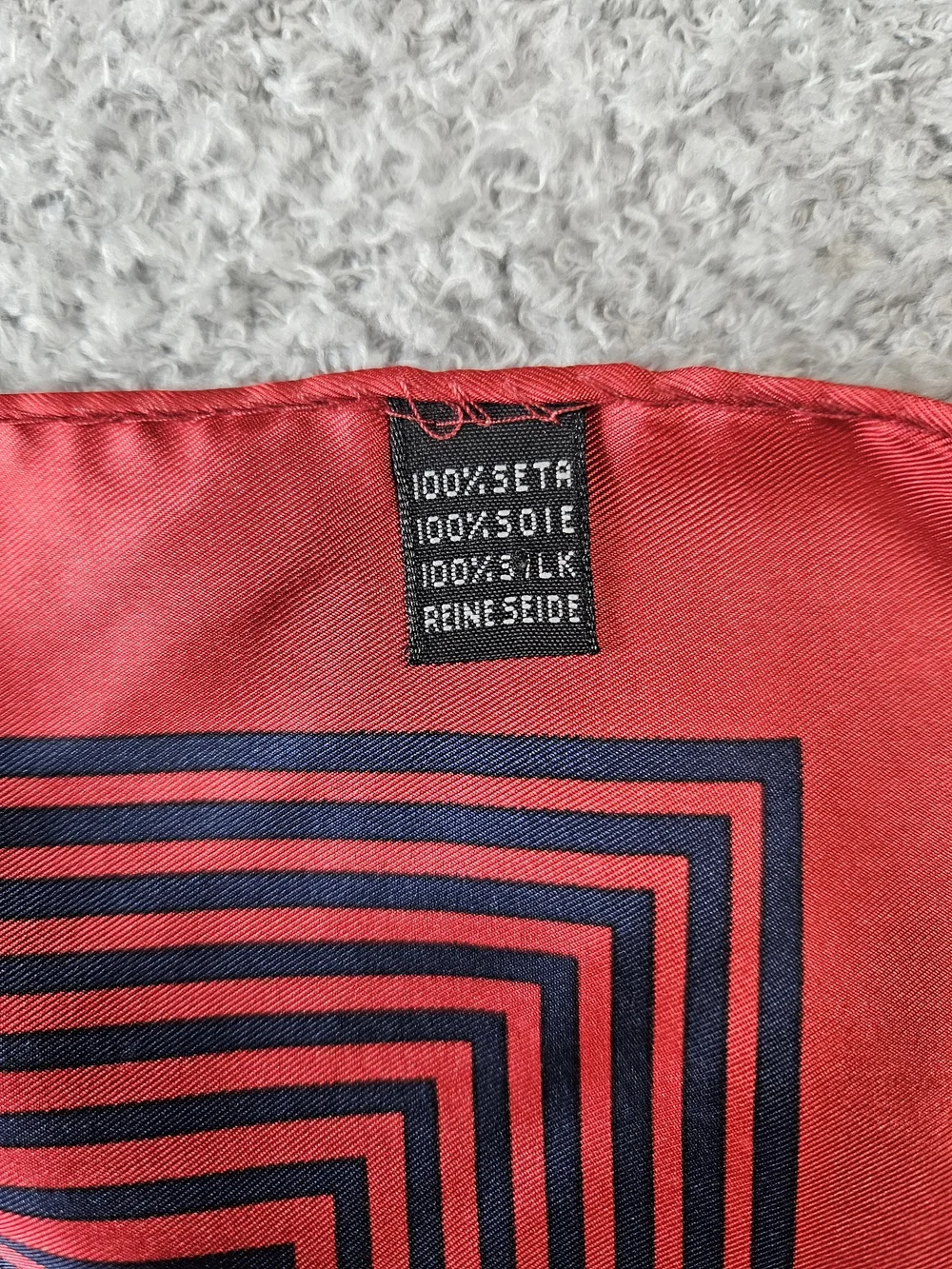 Robert Talbott Red and Navy Silk Square Scarf